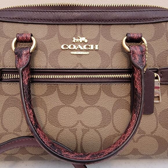 Coach Rowan PVC Leather & Snakeskin Trim Satchel Bag Purse H1981-F89005 - Picture 4 of 14
